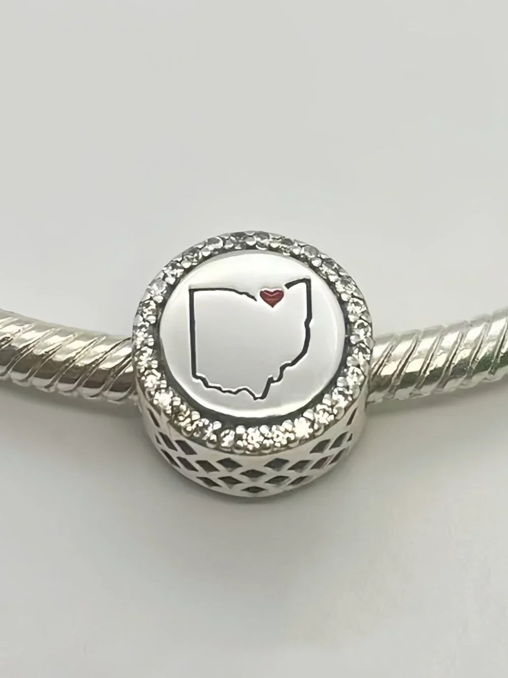 Pandora Love Cleveland.Ohio Map Dangle Charm Pendant, S925 Sterling Silver - Picture 1 of 3